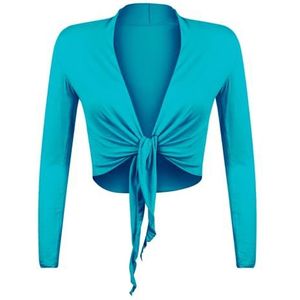 Gloop Bolero, met lange mouwen, elegant, geknoopt, blauwgroen, XL
