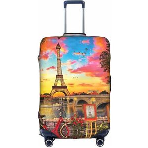 OdDdot Voetbal veld print stofdichte koffer beschermer, anti-kras koffer cover, reizen bagage cover, Eiffeltoren Parijs, S