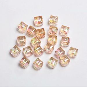 20/30/50 stuks/zak 8mm UV-geplateerde hars Tsjechische kristal kubus vierkante gefacetteerde kralen oorbellen armband hangers DIY sieraden onderdeel knutselen-AB oranje-30 stuks