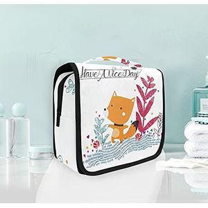 Schattige vos cartoon opknoping opvouwbare toilettas make-up reisorganisator tassen tas voor vrouwen meisjes badkamer
