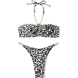 Meisjes Badmode Beach Party Split Gold Chain Strap Badpak (L)