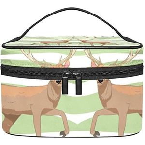 Herten patroon make-up organizer tas, reismake-up tas organizer case draagbare cosmetische tas voor vrouwen en meisjes toiletartikelen, Meerkleurig, 22.5x15x13.8cm/8.9x5.9x5.4in