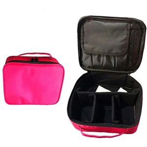 WZhen Double Deck dames waterdichte cosmetische koffer modieuze draagbare cosmetische opbergzakken voor make-up kunstenaar reizen - zwart