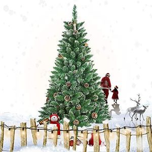 Froadp 180cm Kunstkerstboom met Stabiele Standaard en 500 Simulatie Takken Traditionele Kerstboom voor Kerst DIY Ambacht Feest Decoratie(PVC met sneeuweffect)