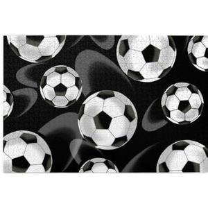 Zwarte voetbal, puzzel 1000 stukjes houten puzzel familiespel wanddecoratie