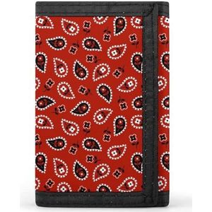 Rode Paisley Bandana Casual Portemonnee voor Mannen Minimalistische Trifold Portemonnee ID Kaarthouder Portemonnee Portemonnee