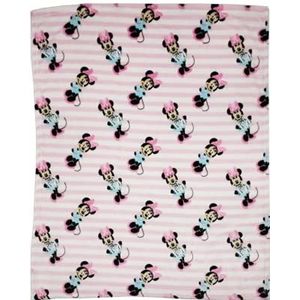 Disney Cudlie Minnie Mouse 1-laags flanellen fleecedeken voor babymeisjes met Simply Stripe print