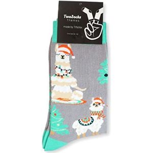 TwoSocks Kerstmansokken voor heren en dames, grappige en grappige kousen als cadeau, katoen, eenheidsmaat, kerst alpaca, One size