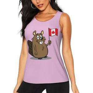 Jkkghll Bever Print Zomer Atletische Gym Activiteit Tank Tops Running Wandelen Casual Wear Blijf Koel Droog, Zwart, S