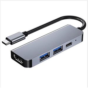 LESANGBAIHUODIAN 4 in 1 USB C HUB Multifunctionele adapter met 4K HDMI 2 USB 3.0 Poorten 87W POWER LEVERING COMPATIBLE FIT VOOR LAPTOPS MACBOOK PRO AIR AIR (Color : Silver)