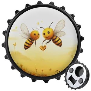 Multifunctionele flesopener en koelkastmagneet, Bee Love Honey Print Eenvoudig te gebruiken bierflesopener ideaal voor keuken en woondecoratie