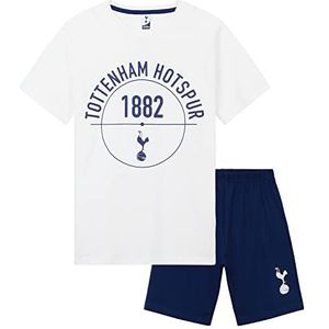 Tottenham Hotspur Jongens Pyjama Sets Zomer Nachtkleding Tieners Jongens PJ's Shorts T-Shirt Katoen Lounge Wear Supporters Gear Geschenken voor Jongens, Wit/Blauw, 13-14 jaar