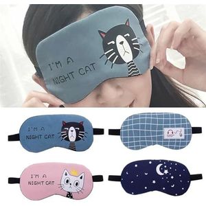 Oogmasker voor slapen slapen oogmasker katoen hulp reizen rust oogschaduw cover blinddoek unisex (4 stuks)