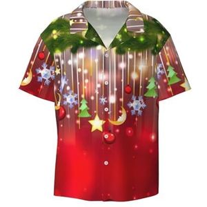 TyEdee Merry Christmas Print Overhemden met korte mouwen voor heren, met zak, casual, button-down shirts, zakelijk overhemd, Zwart, 3XL