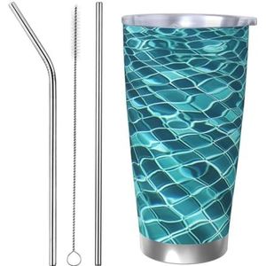 FHEBNDS 20oz beker met deksel en rietje, roestvrij staal geïsoleerde koffiemok, dubbelwandige vacuüm reizen thermische bekers zwembad water reismok lekvrije auto beker geschenken