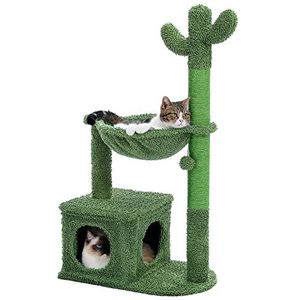 PAWZ Road Cactus Kattenboom voor Indoor katten, Kat Klimmen Boom Kat Speeltoren met Hangmat Kat Krabpaal 102cm