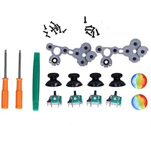 Reparatieset voor One Controller, 4 3D Analoge Joysticks 4 Thumbstick Sensor 2 Geleidend Rubber 2 Regenboog Siliconen Cap met T6 T8 Schroevendraaier voor One