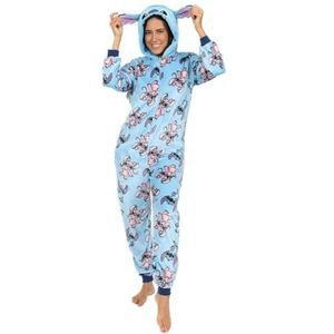 Disney Lilo en Stitch Stitch & Angel Blue Fleece Slaappak Dames Alles in één, Blauw, 34-36