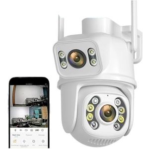 Bewakingscamera, 4K 8MP PTZ Camera Outdoor Dual Lens 4MP 4X Digitale Zoom AI Auto Tracking IP Camera CCTV audio Video Surveillance(4MP NO SD Card)