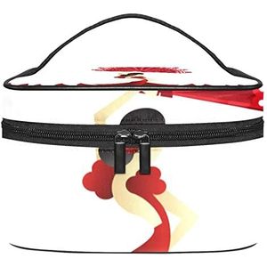 Make-up Organizer Bag, Reizen Make-up Tas Organizer Case Draagbare Cosmetische Tas voor Vrouwen en Meisjes Toiletries Rode Spaanse Danser met Fan, Meerkleurig, 22.5x15x13.8cm/8.9x5.9x5.4in