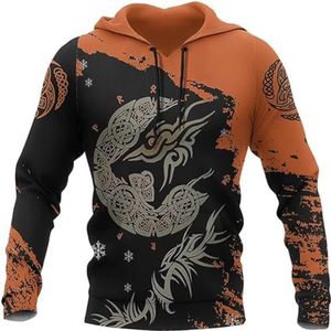 Klassieke Viking Celtic Casual Herenhoodie, 3D-geprint Hiphoppunk Plus-size Sweatshirt Met Lange Mouwen, Stijlvolle Herfsttopjes Voor Je Gezin.