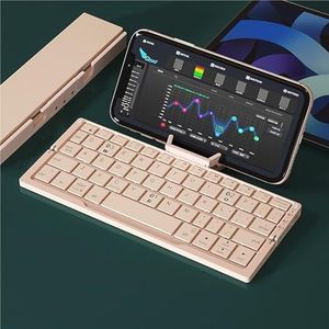 Bluetooth folding keyboard -PYRIOLHI- Connected tablet laptop - Office portable mobile phone wireless keypad(Pink)