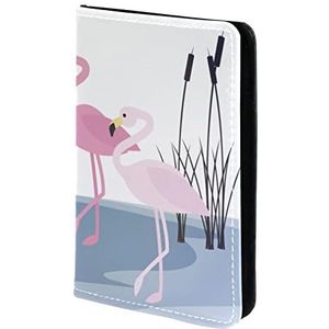Gepersonaliseerde Paspoorthouder Paspoort Cover Paspoort Portemonnee Reizen Essentials Flamingo Lake Riet Scene, Meerkleurig, 11.5x16.5cm/4.5x6.5 in