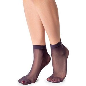 LORES Semi Sheer Womens Low Cut Sokken Onzichtbare Enkel Hoge Pop Nylon Zacht Comfort One Size 15 DEN 2 paar, Fumo, One size
