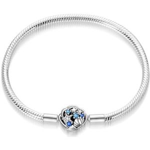 QANDOCCI FUNNALA Europese Zomer Blauwe Oceaan Zeester Shell Slangenarmband voor Vrouwen 925 Zilver DIY Fits voor Vrouwen Mode Charms Armbanden Sieraden (19 cm), Sterling zilver