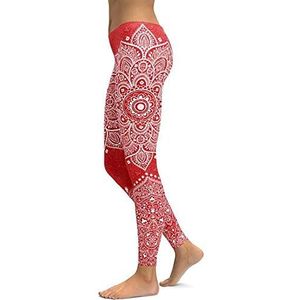 OXOLAMRIN Yogalegging voor dames, fitness, yoga, meerkleurig, verschillende maten, rood, M