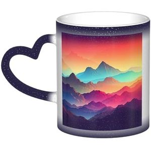 FCTVASDM Warmtegevoelige Kleur Veranderende Mok 11oz Kleur Mountain Gradiënt Koffie Mok Nieuwigheid Thee Cup Sterrenhemel Keramische Mokken Grappige Water Cup Keramische Koffie Mokken Gift voor