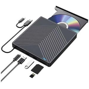 Externe CD/DVD-drive, Draagbare USB 3.0 Type-C DVD RW CD-brander, Lezer, Optische Drives For Laptops Heldere Beeldkwaliteit Stabiele Audio(5-in-1)