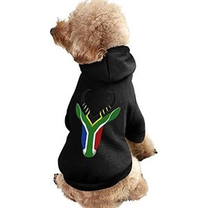 Zuid-Afrikaanse vlag Sprinbok Print Pet Hoodie Sweatshirt Warm Puppy Pullover Winter Jas voor Kleine Medium Grote Honden Katten