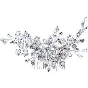 Bruid Side Comb Handgemaakt: Grote Nep Kristal Hoofddeksel Bruiloft Haar Kam