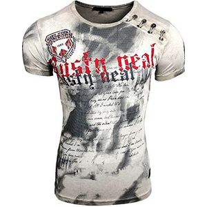 Rusty Neal Batik No Mercy T-shirt voor heren, met logo op de voorkant, korte mouwen, grijs, L