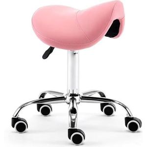 JAVPTAV Hydraulische zadelkruk op wielen, draaibare rolstoel/salon stoel voor SPA, comfortabele beauty-balansstoel voor een gezonde rug, bruin (roze)