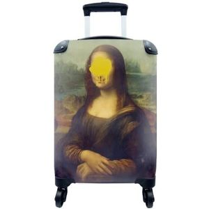 MuchoWow® Koffer - Mona Lisa - Leonardo da Vinci - Geel - Past binnen 55x40x20 cm en 55x35x25 cm - Handbagage - Trolley - Fotokoffer - Cabin Size - Print