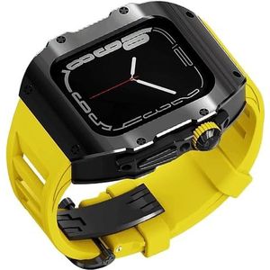 OFWAX Roestvrij stalen horlogekast Rubber Band Mod Kit, Voor Apple Watch Series 9 8 7 6 5 4 SE Vervanging, Mannen Horloge Case Bandjes Sluiting, Voor Iwatch Series 45mm 44mm Accessoires, 44mm, agaat