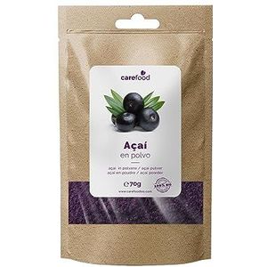 Acai poeder biologisch, 100% carefood 70 g, van acaibessen, voorzichtig gevriesdroogd en fijn gemalen ideaal voor bowl, smoothie, shakes