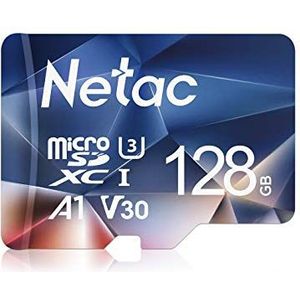 Netac MicroSDHC-geheugenkaart, 128 GB, micro-SD-kaart R/W tot 100/50 MB/s, TF-kaart 4K Full HD video-opname, UHS-I, C10, U3, A1, V30, voor camera, smartphone, beveiligingssysteem, drone, dashcam