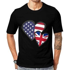 Harten Amerikaanse Engeland vlag heren korte mouw grafisch T-shirt ronde hals print casual tee tops 3XL