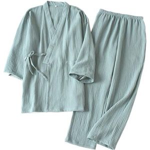 Pyjama-set voor dames, 2023 Japanse Kimono Set Katoenen Pyjama Tweedelige Paar Losse Mannen En Vrouwen Zweet Dampende Pak home Service Set (DE/NL/SE/PL, Alfabetisch, XL, Regular, Regular, Green)