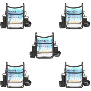 Leisurealeaneag 5 Set Pro Haar Schaar Holster Pouch Houder Tas Kapper Clippers Haar Stylist Gereedschap, Zwart Transparant