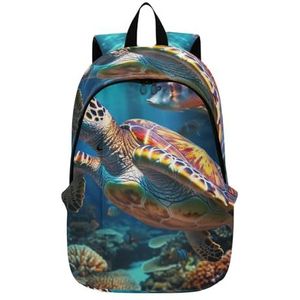 KAAVIYO Kleurrijke Schildpadden Sea Art Lichtgewicht Laptop Rugzak Wandelen Dagrugzak voor Reizen Camping Outdoor, Foto, M