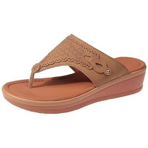 Orthopedische Teenscheidingssandalen Dames Retro Sleehak Slippers Zomer Peep Toe Pantoffels PU Lederen Clip Teen Pantoffels Rubberen Platform Pantoffels Vrijetijds Strandschoenen (Color : Brown, Siz