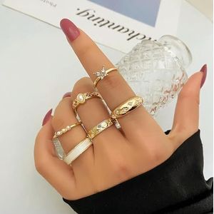 Crystal ringen Set voor vrouwen gouden kleur hart vlinder liefde Snake Vintage vinger Ring mode-sieraden Gift-IPA248-13830