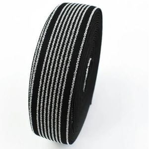 2/5/10M 25/40mm nylon elastische band streep stretch elastiekjes heldere zijde decor broek jurk riem elasticiteit kanten rand tape-zilverzwart-40mm-2 meter