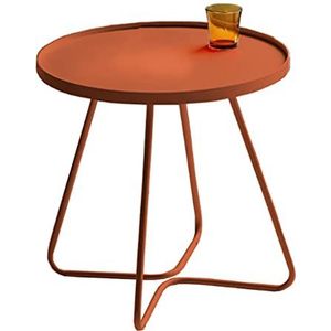 Bijzettafel. Lichte luxe hoektafel/kleine ronde tafel, mini-nachtkastje for de slaapkamer, multifunctionele kleine salontafel(Orange,37X45CM)