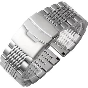 18 20 22 24mm roestvrijstalen horlogeband geschikt for Samsung Galaxy Watch 6 5 40mm 44MM 4 3 41 45mm bandjes geschikt for Huawei GT3 for Seiko armband (Color : Silver, Size : 20mm)