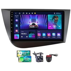 Android 13 Autoradio 2 DIN Compatibel met Seat Leon 2 2005-2012 9 Inch Touchscreen Carplay en Android Auto met Bluetooth 5.0/FM RDS/Bediening op het stuur/Achteruitrijcamera(RHD,NF-2)